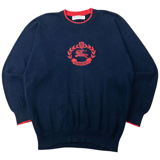 Vintage 90s Burberry Embroidered Jumper Size L