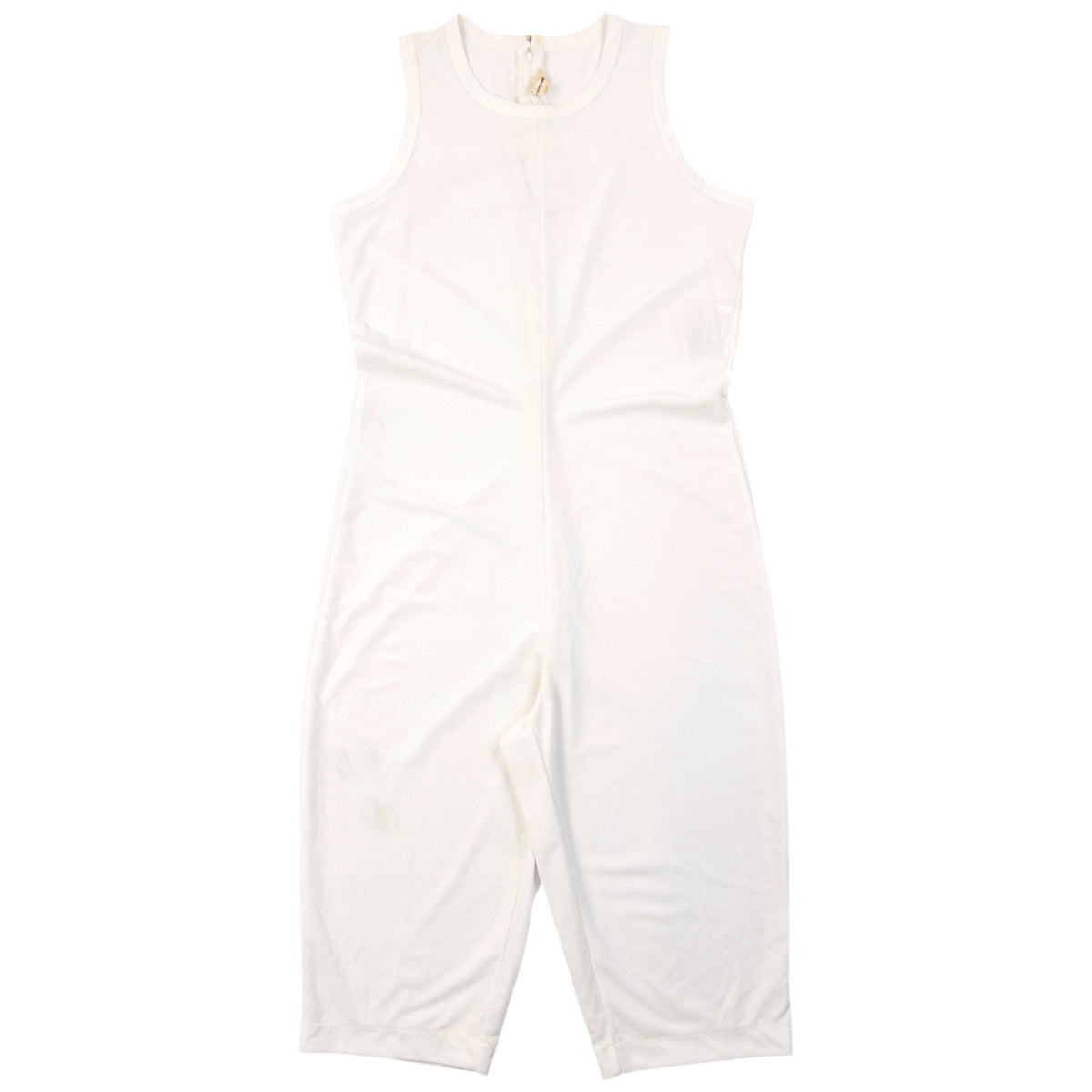 Vintage 1990 Comme Des Garçons Sleeveless Cropped Jumpsuit in white (polyester), cropped leg length style