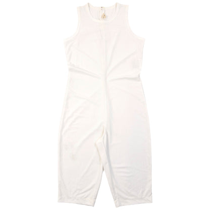 Vintage 1990 Comme Des Garçons Sleeveless Cropped Jumpsuit in white (polyester), cropped leg length style