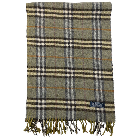 Vintage Burberry Nova Check Lambswool Tassel Scarf