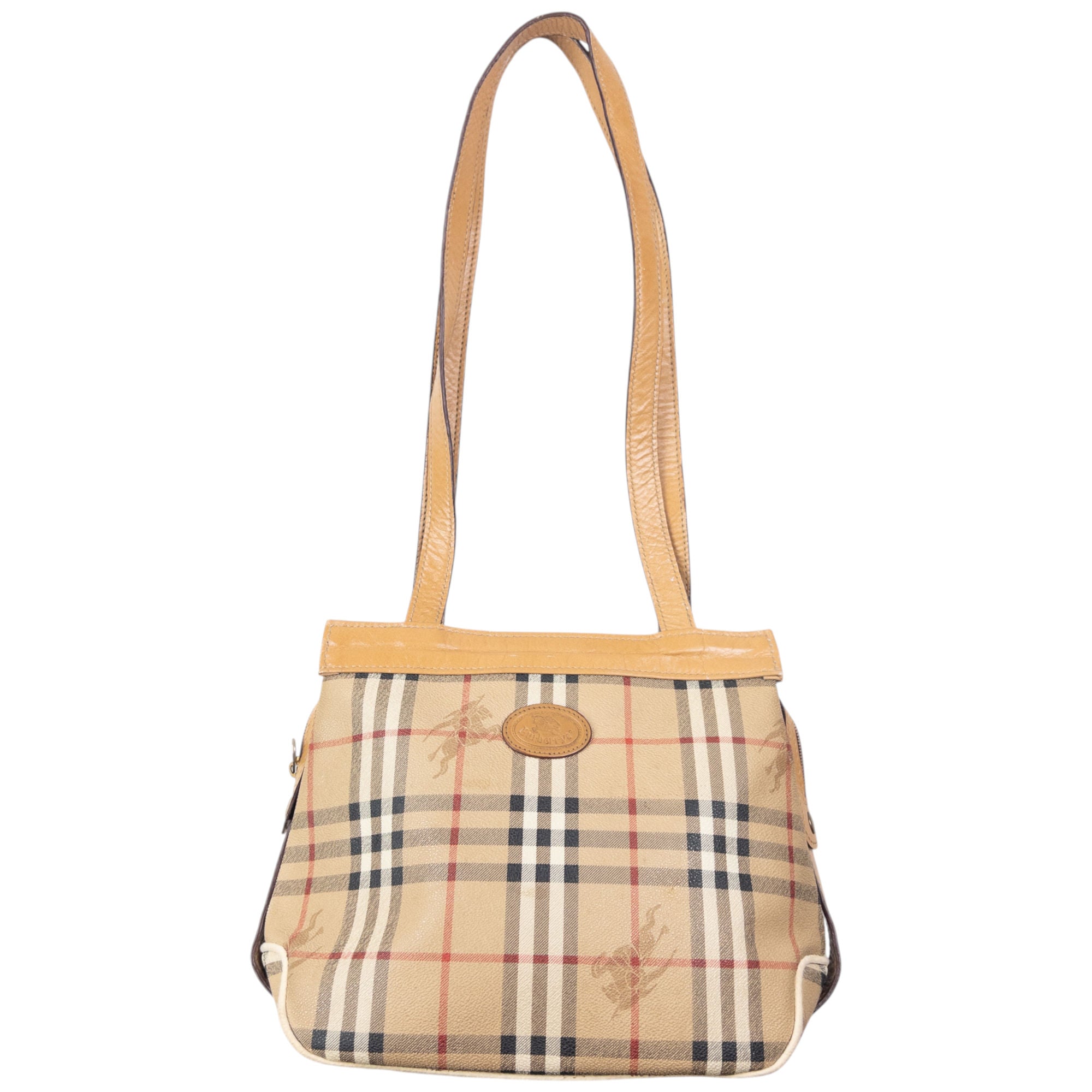 Vintage 80s Burberry Nova Check Leather Crossbody Bag
