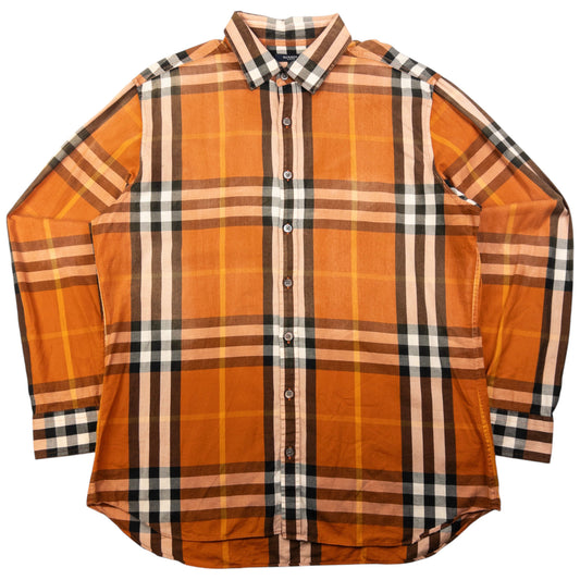 Vintage Burberry Nova Check Long Sleeve Button Up Shirt Size L