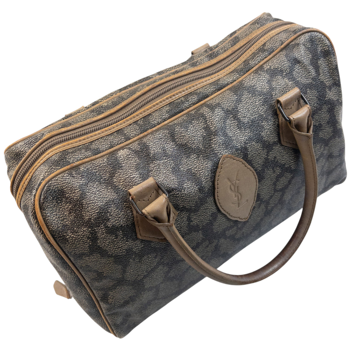 Vintage 80s YSL Yves Saint Laurent Pattern Leather Handbag