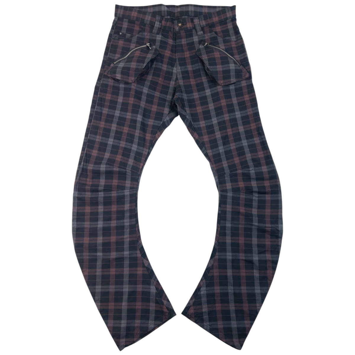 Vintage 2000s PPFM Checkered Curved Stacked Leg Trousers Size W32