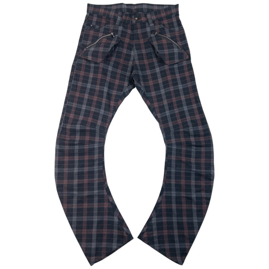 Vintage 2000s PPFM Checkered Curved Stacked Leg Trousers Size W32