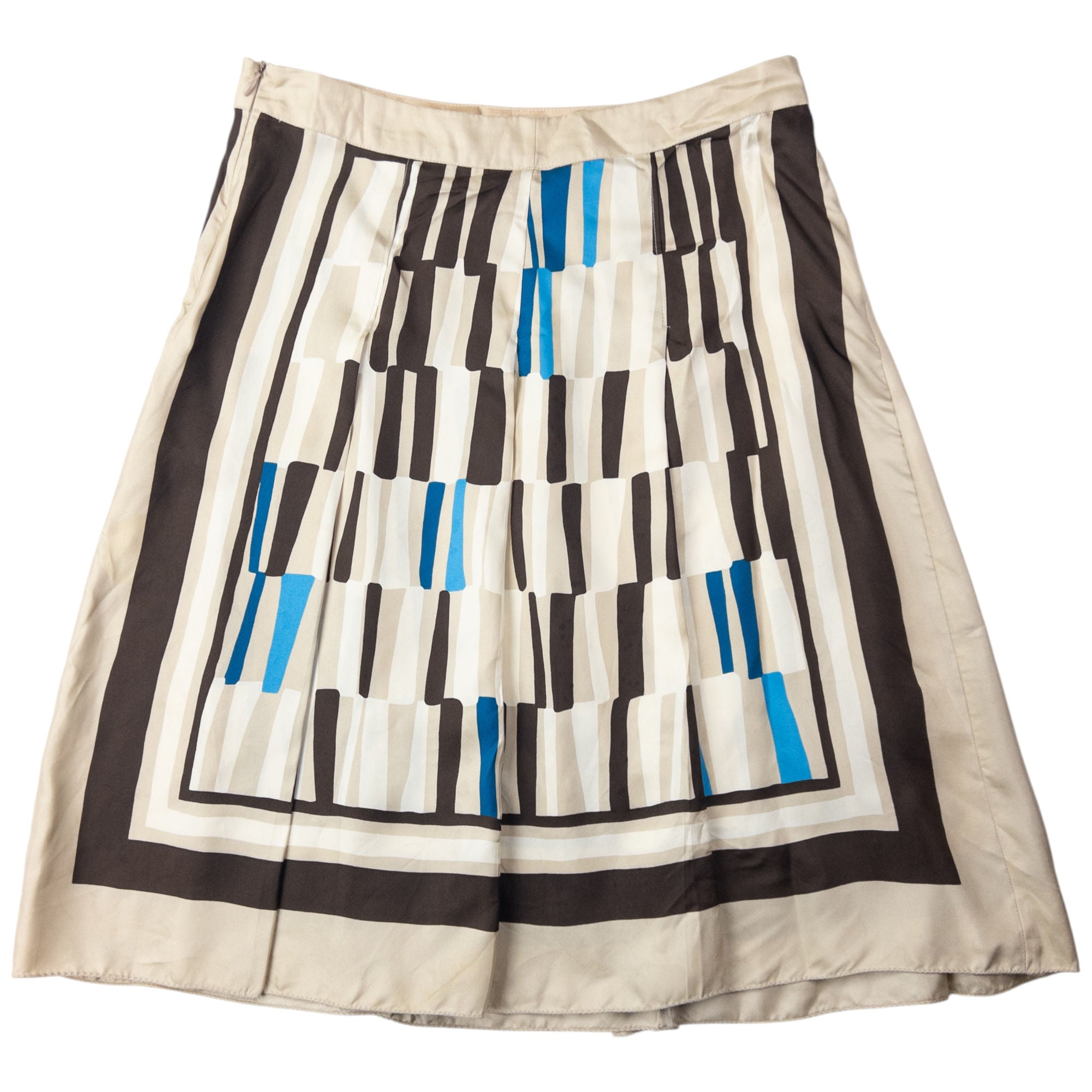 Vintage Miu Miu Pleated Pattern Silk Skirt Womens Size W28