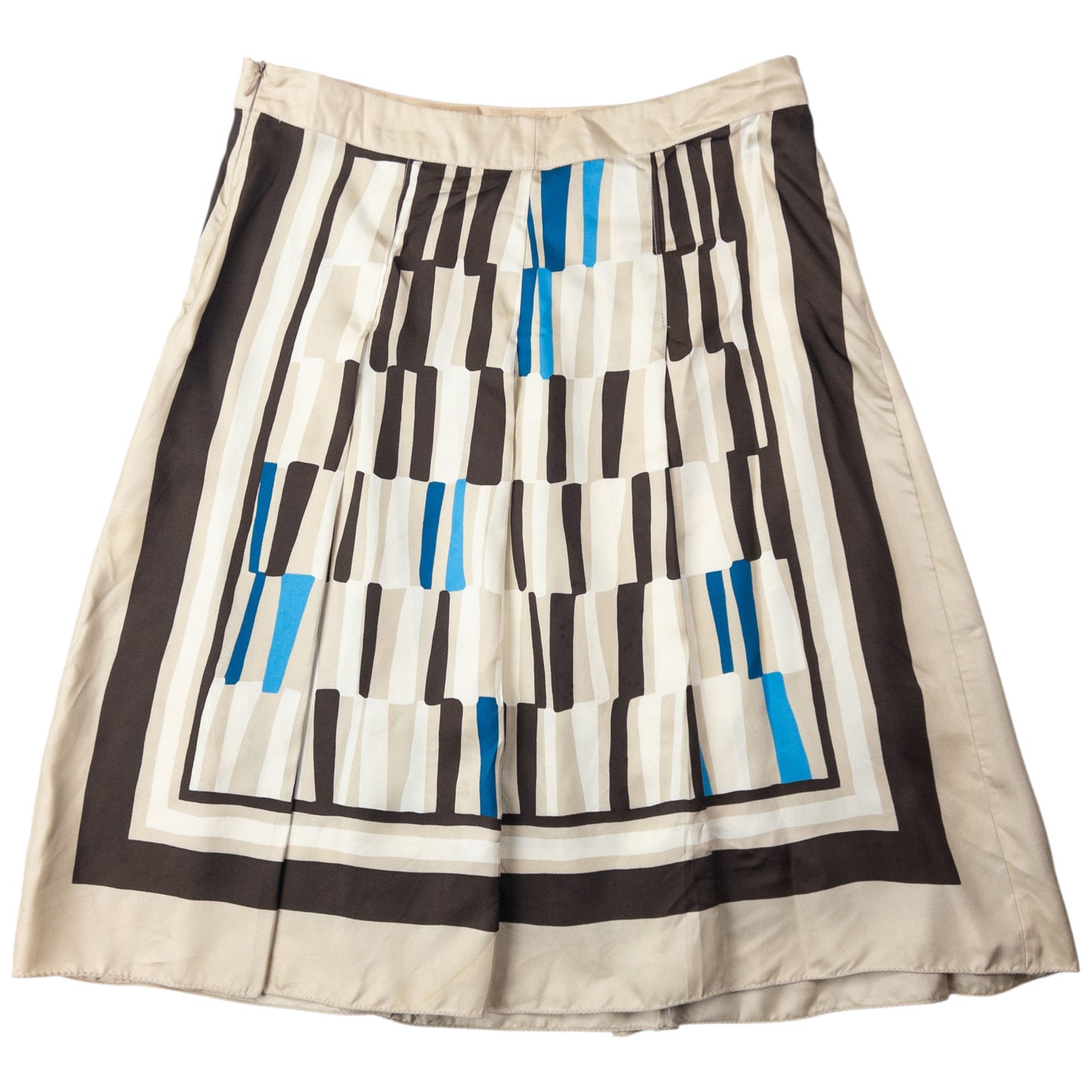 Vintage Miu Miu Pleated Pattern Silk Skirt Womens Size W28