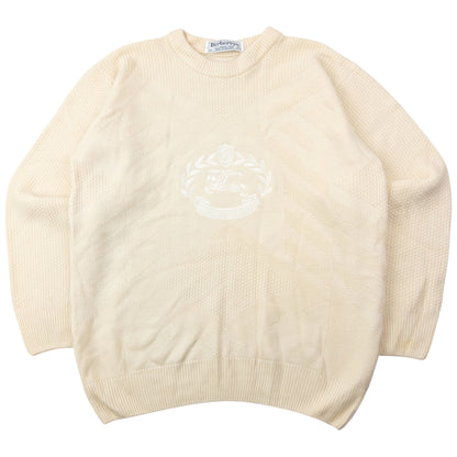 Vintage 90s Burberry Embroidered Wool Knit Jumper Womens Size S