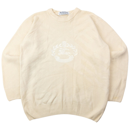 Vintage 90s Burberry Embroidered Wool Knit Jumper Womens Size S