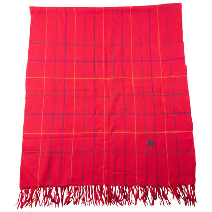 Vintage 2000s Issey Miyake Checkered Wool Tassel Scarf