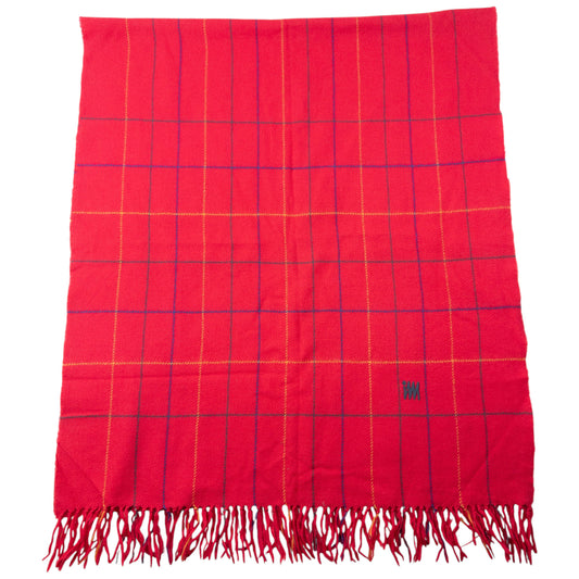 Vintage 2000s Issey Miyake Checkered Wool Tassel Scarf