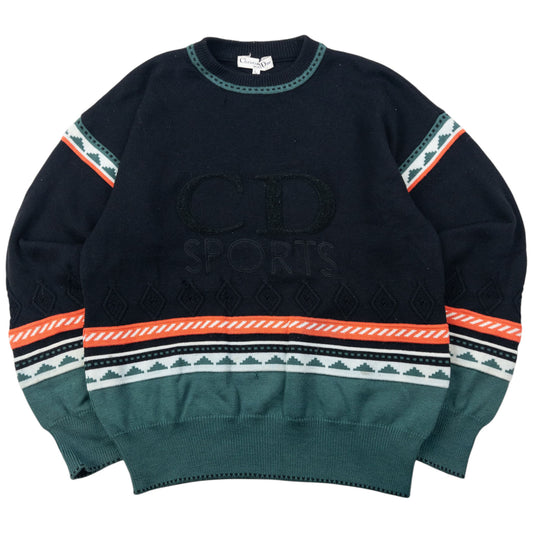 Vintage 90s Dior Sports Knit Pattern Jumper Size S