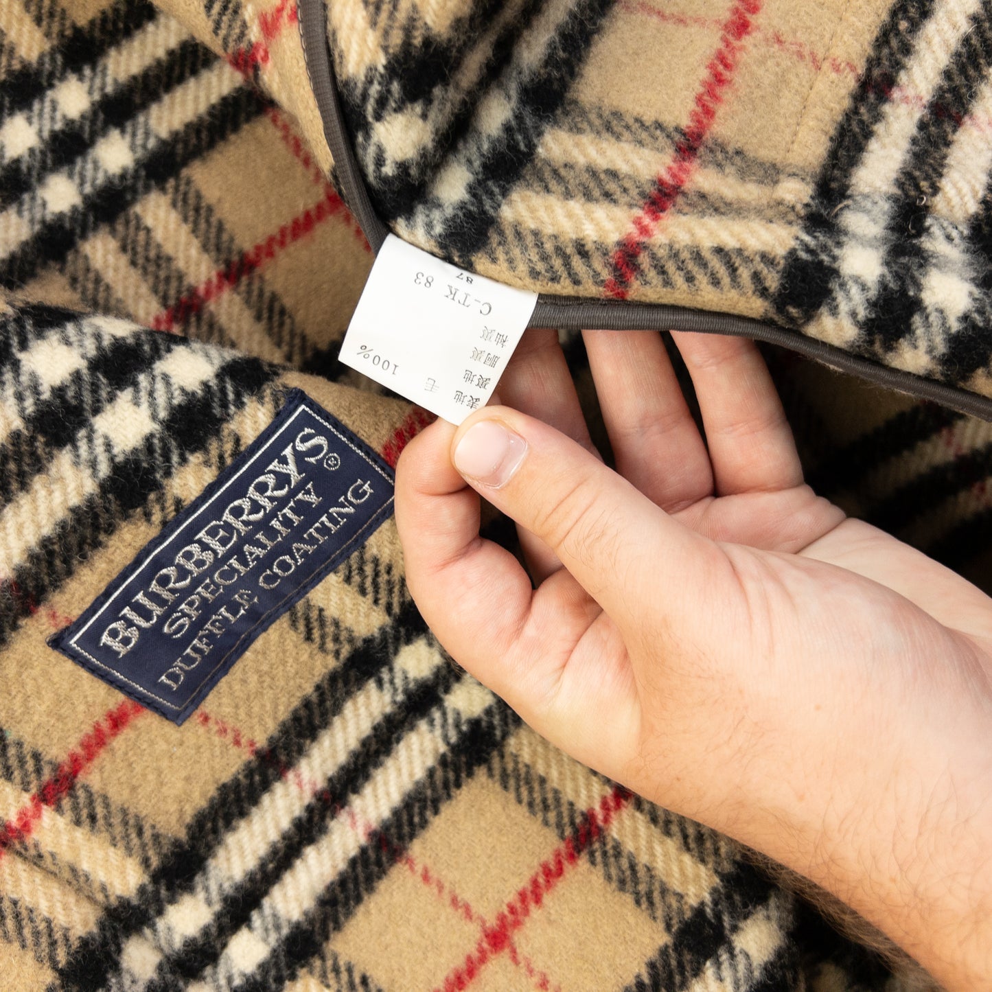 Vintage 90s Burberry Nova Check Lined Wool Duffle Jacket Size XL