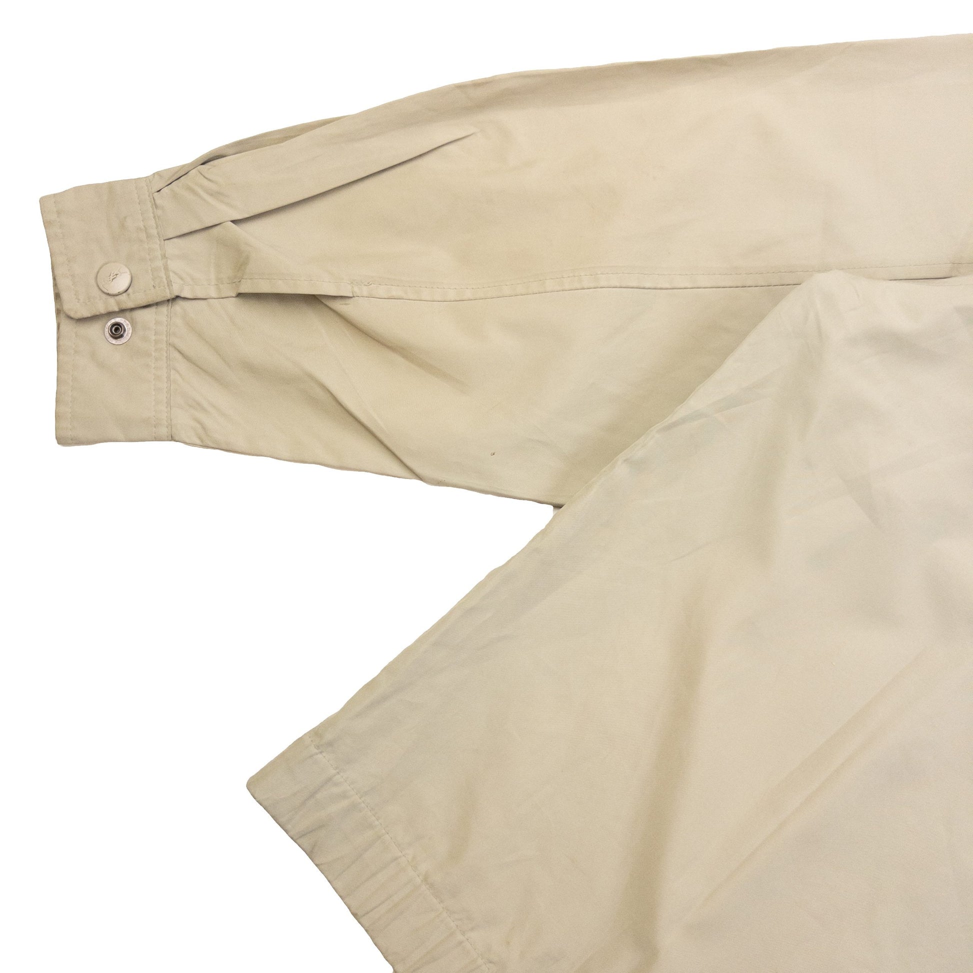 YVES SAINT LAURENT beige and grey Harrington jacket embroidered logo on chest, zip front closure.