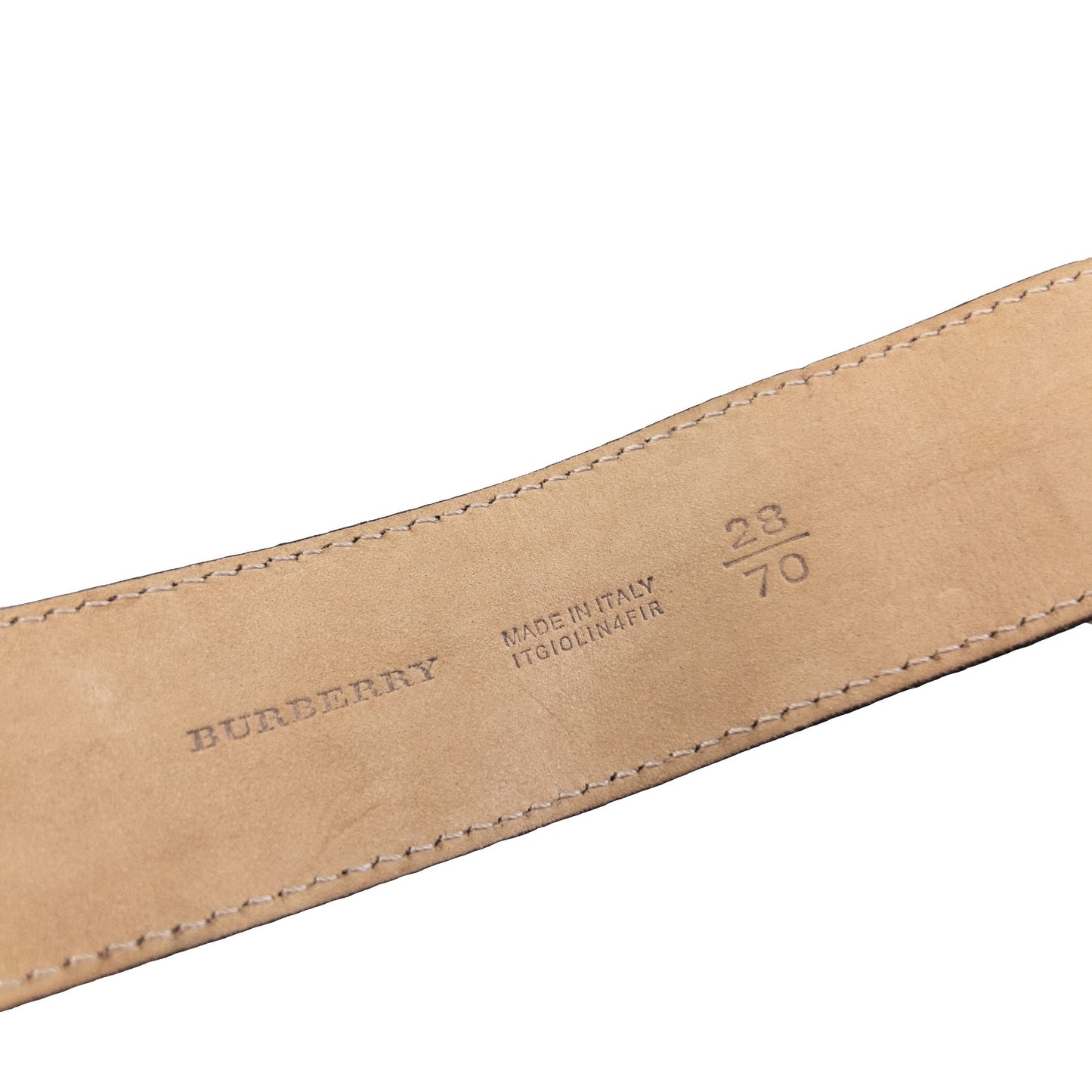 Burberry brown and burgundy leather belt textured finish gold-tone double prong buckle detail