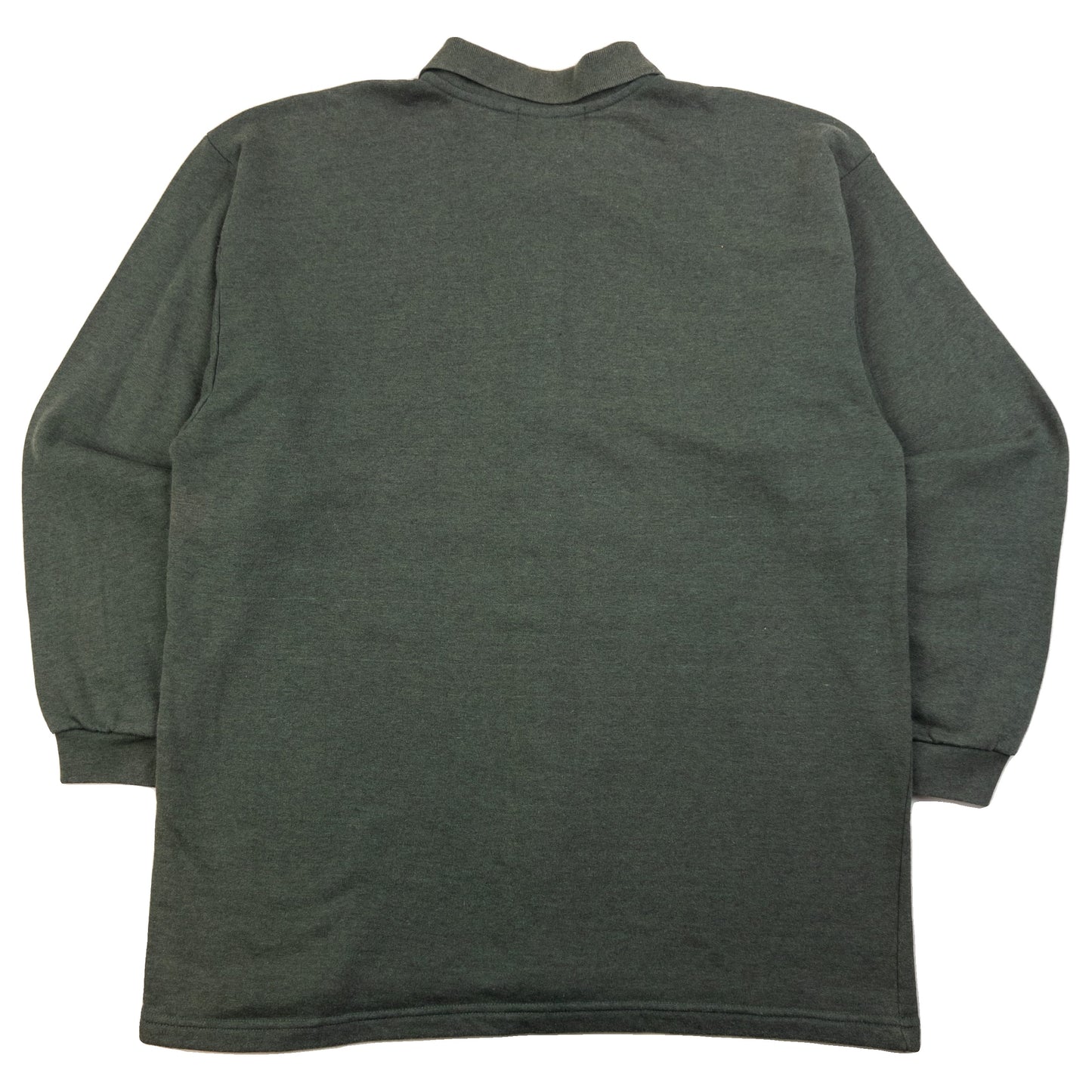 Armani Jeans green button-up collared jumper embroidered logo on chest, fleece-lined interior.