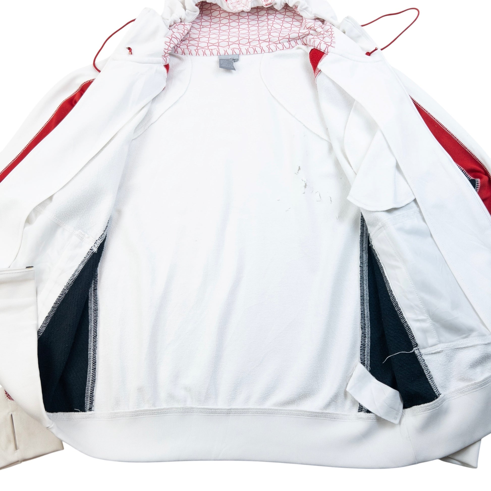 Nike vintage pullover hoodie navy red white colour block design with embroidered swoosh on cuff