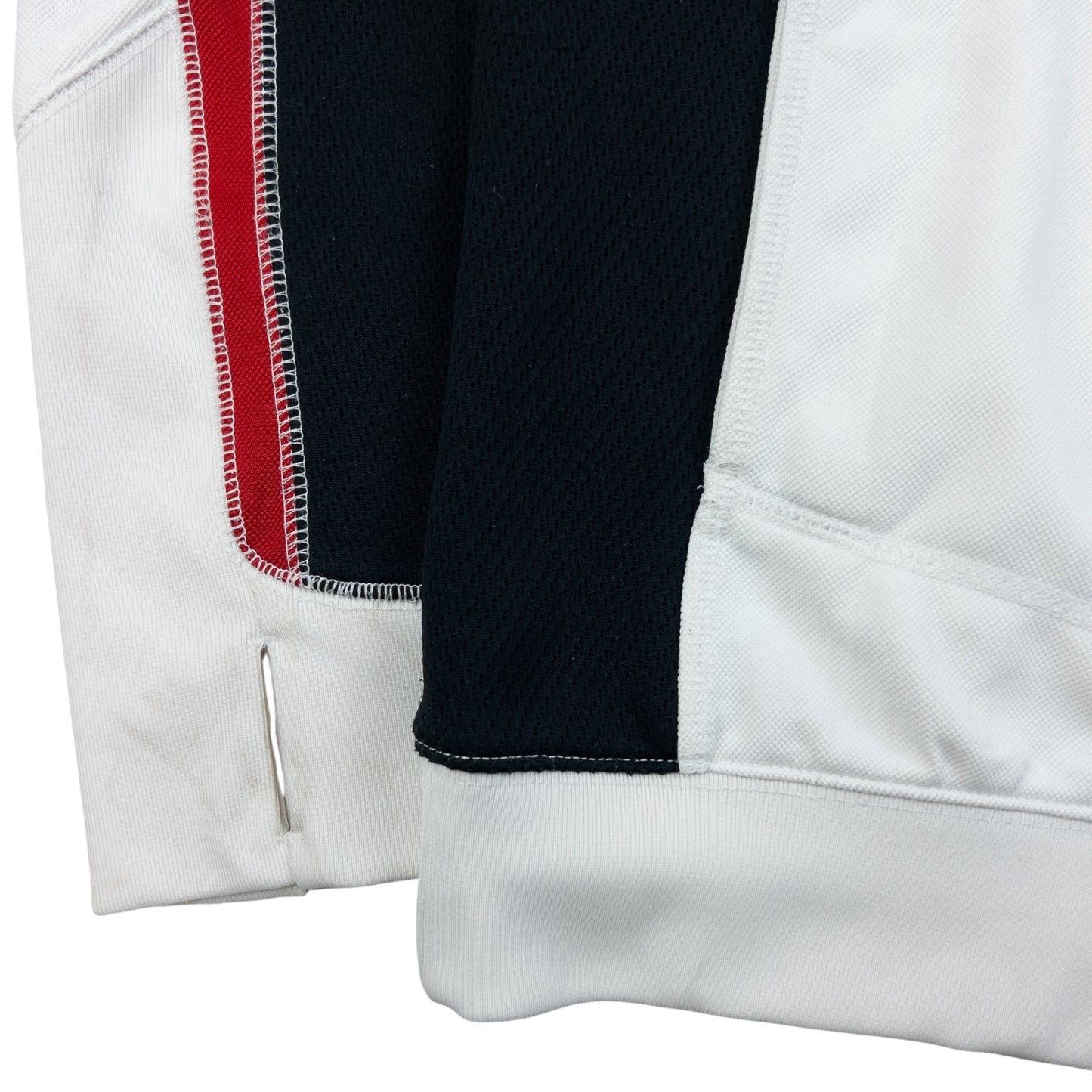 Nike vintage pullover hoodie navy red white colour block design with embroidered swoosh on cuff