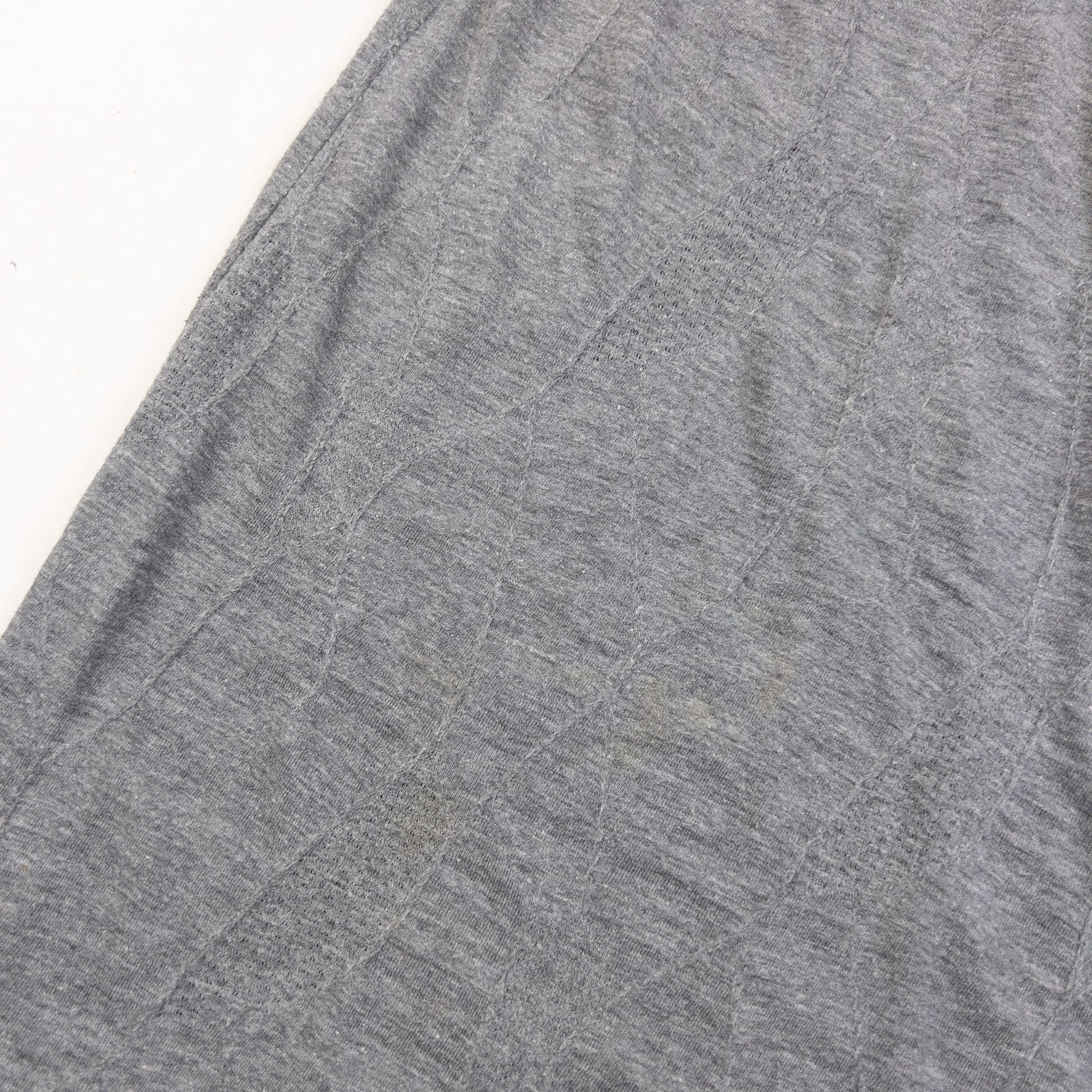 YOHJI YAMAMOTO grey sleeveless maxi dress ruched neckline detail elegant lace design