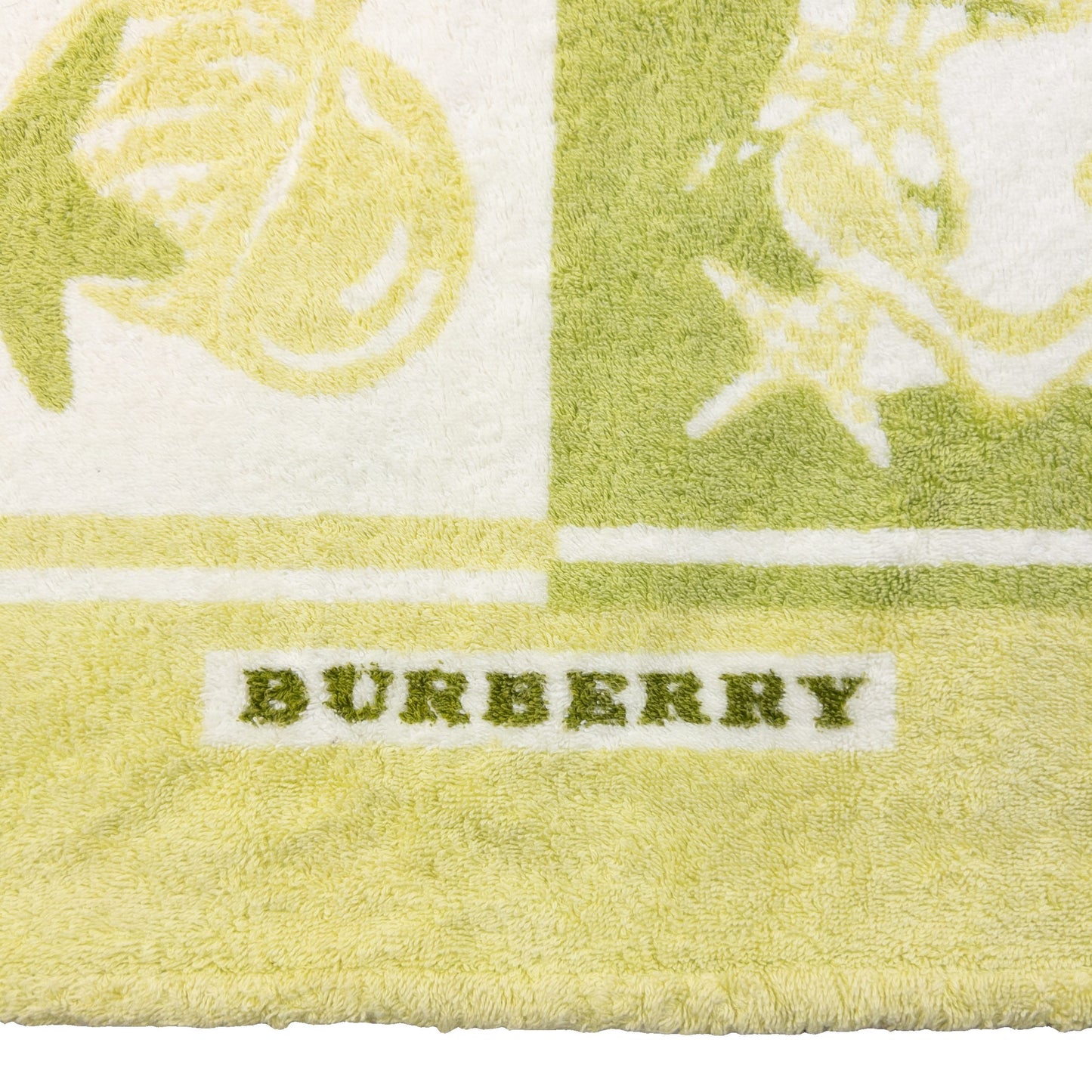 BURBERRY bath towel beige with starfish and seashell pattern featuring logo detail