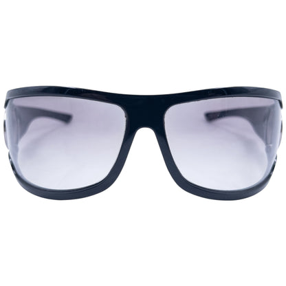 GUCCI black sunglasses large wraparound style silver-tone horse bit hardware detail on temples