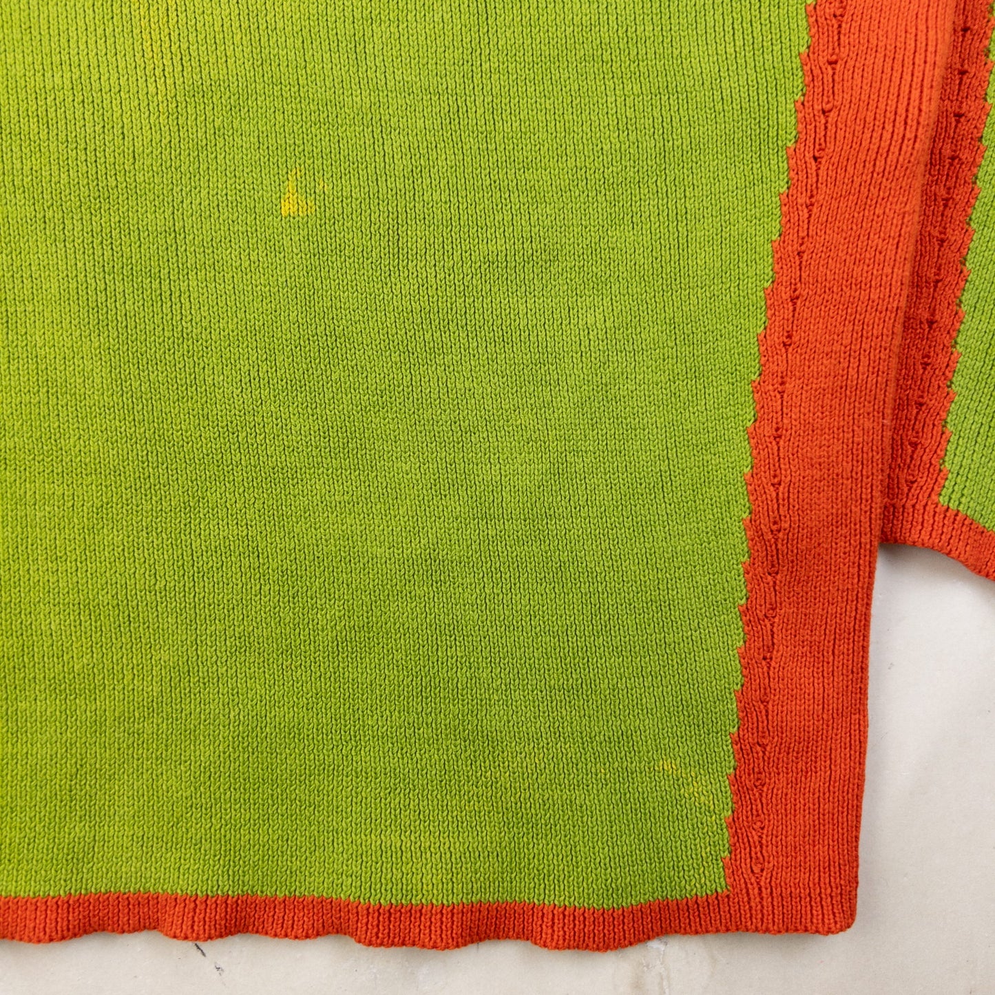 ISSEY MIYAKE green and orange turtleneck knit jumper colour block design with contrasting trims