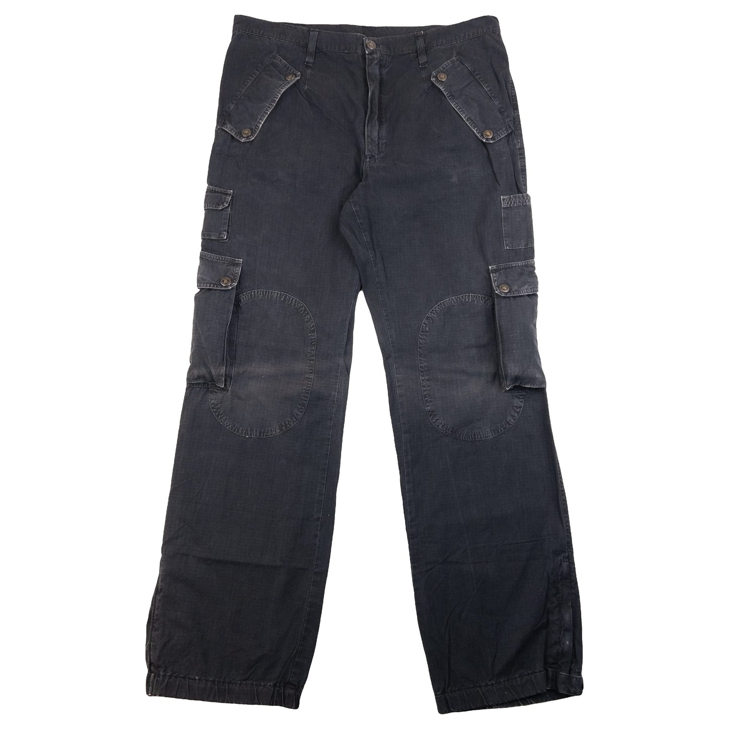 DOLCE & GABBANA black cargo trousers with multiple flap pockets and reinforced knee patches.