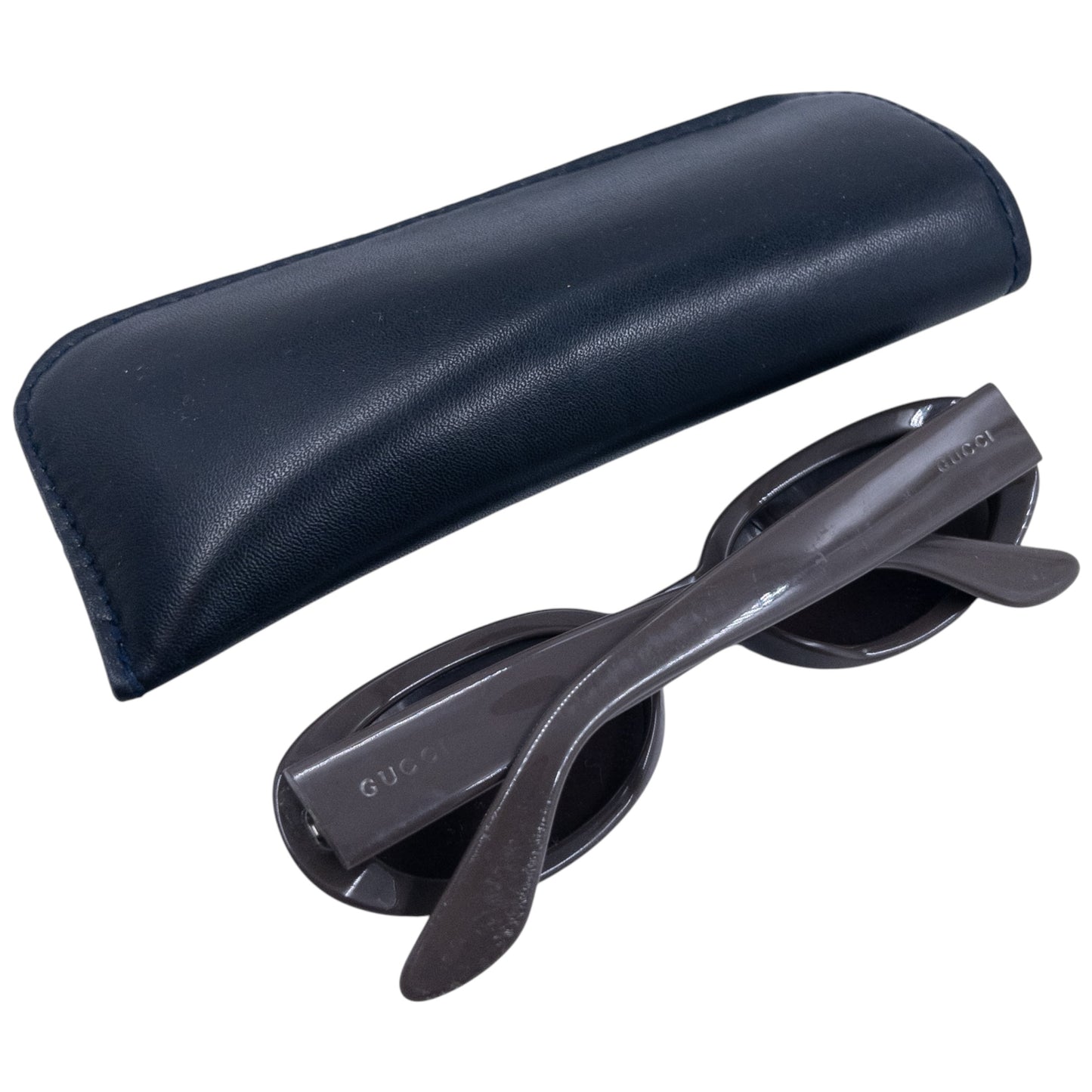 GUCCI sunglasses black thick plastic frame oval lenses model number on arms