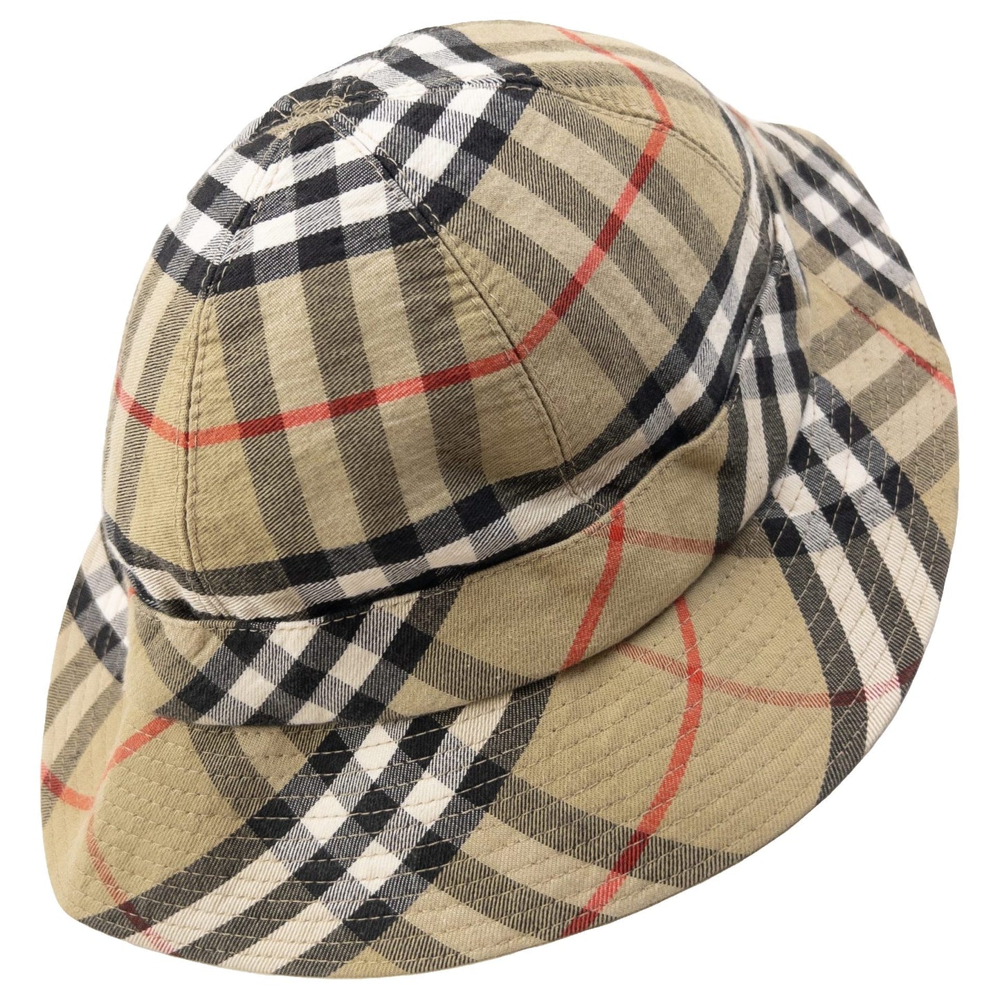 BURBERRYS beige bucket hat classic Nova Check pattern with wide brim and lined interior