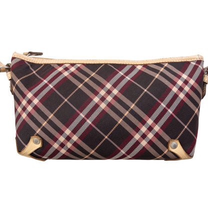 Burberry beige crossbody bag featuring classic Nova Check pattern and branded metal studs.