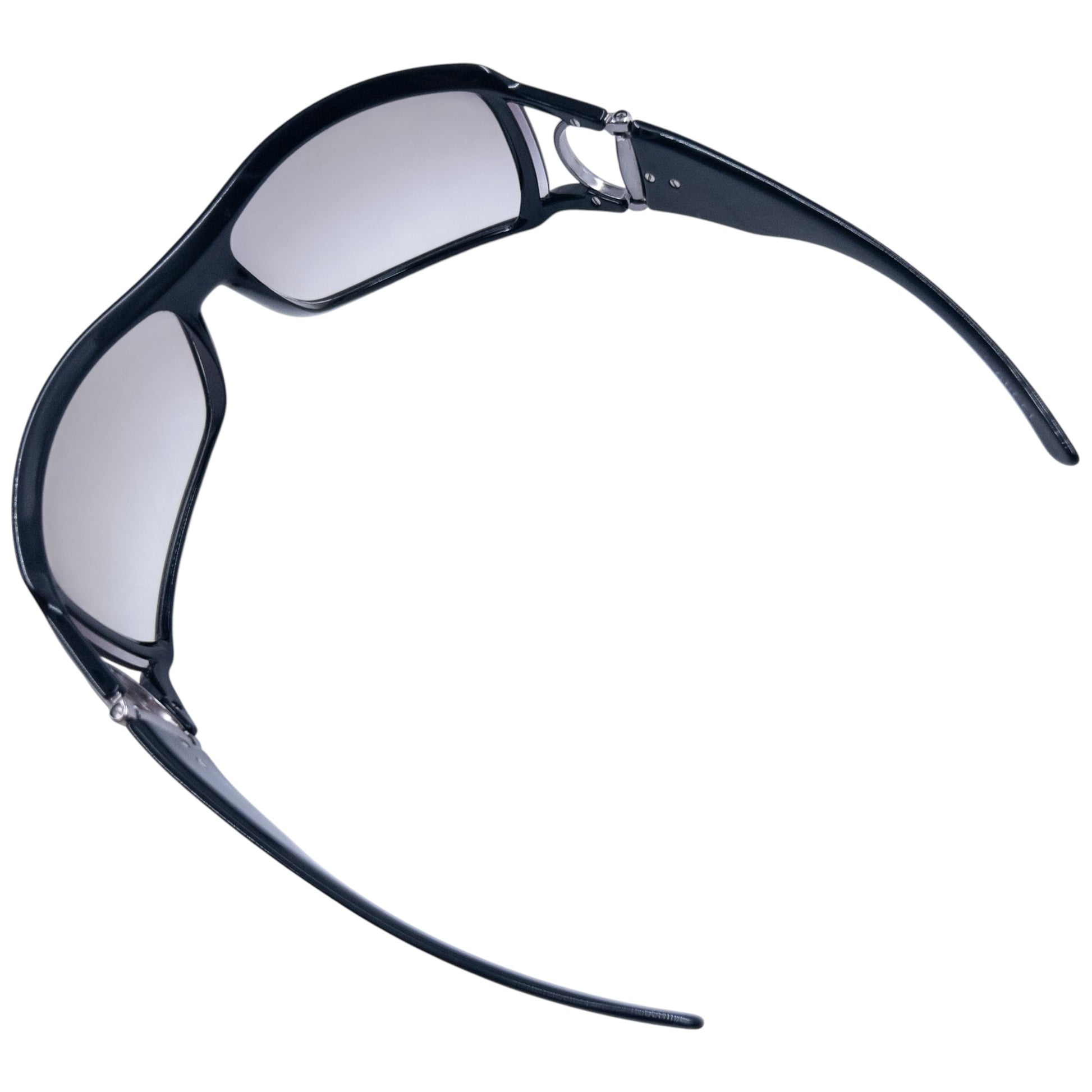GUCCI black sunglasses large wraparound style silver-tone horse bit hardware detail on temples