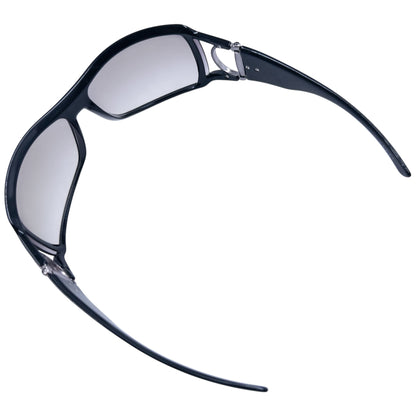 GUCCI black sunglasses large wraparound style silver-tone horse bit hardware detail on temples