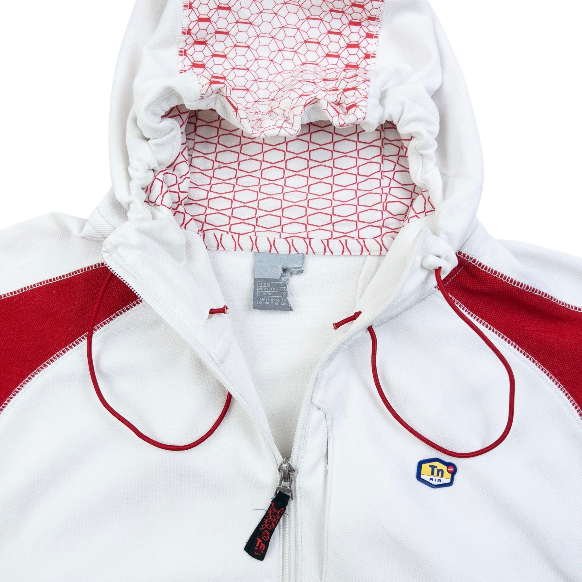 Nike vintage pullover hoodie navy red white colour block design with embroidered swoosh on cuff