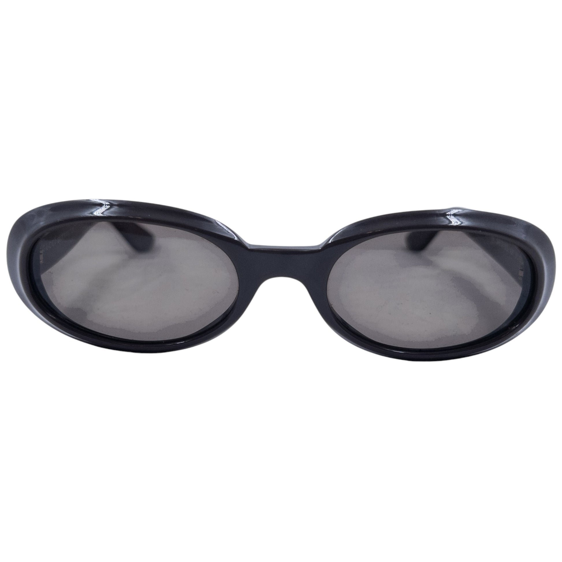GUCCI sunglasses black thick plastic frame oval lenses model number on arms