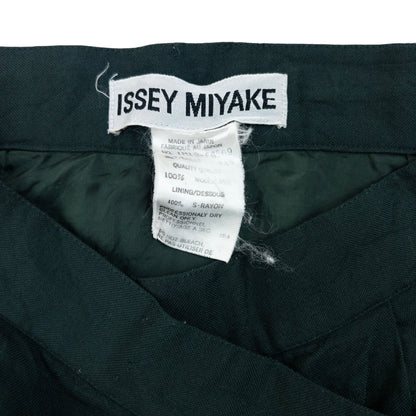 ISSEY MIYAKE vintage wrap skirt dark green wool fabric with button fastener at waistband