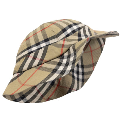 BURBERRYS beige bucket hat classic Nova Check pattern with wide brim and lined interior