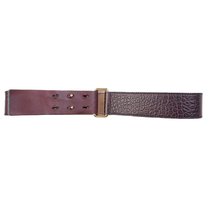Burberry brown and burgundy leather belt textured finish gold-tone double prong buckle detail