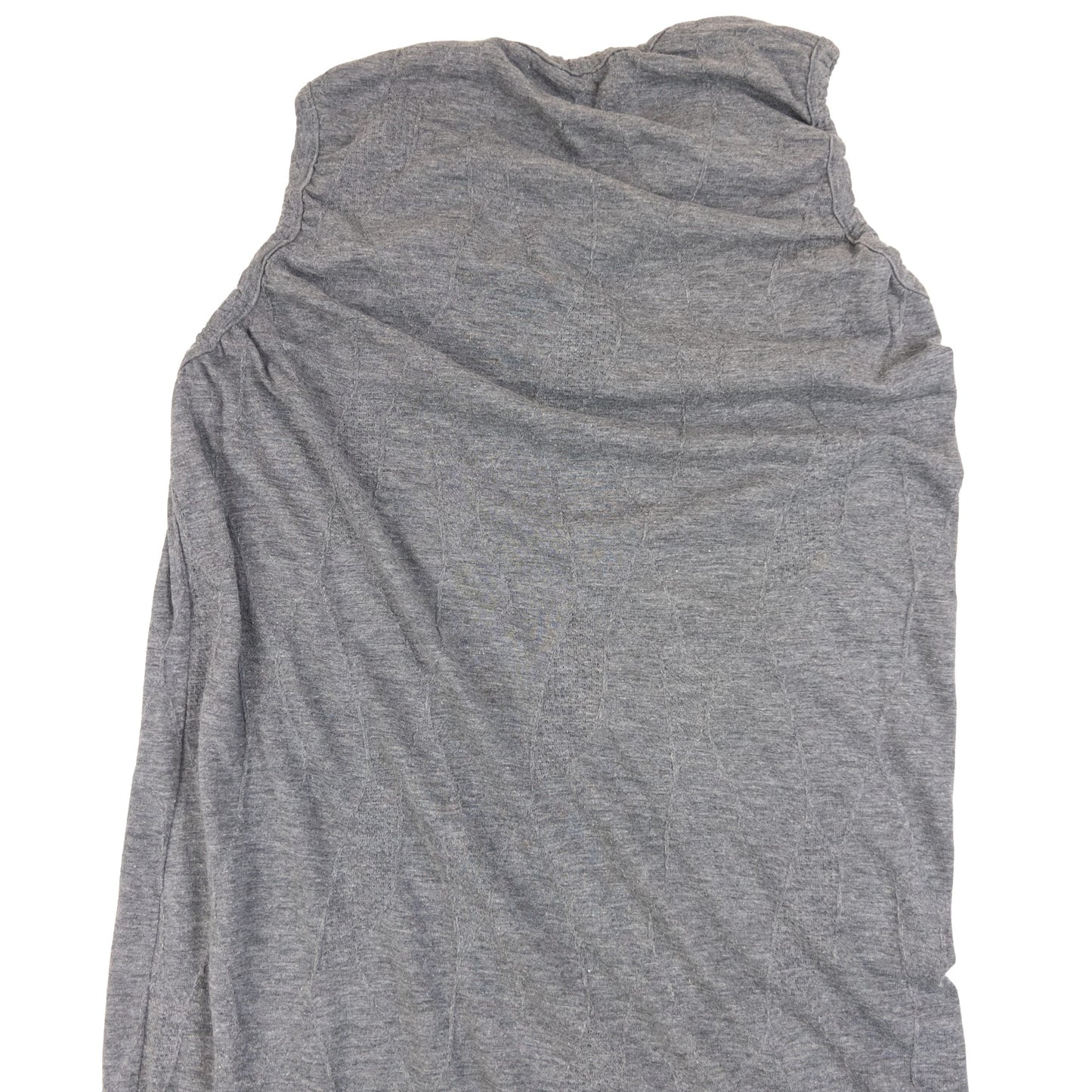YOHJI YAMAMOTO grey sleeveless maxi dress ruched neckline detail elegant lace design