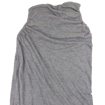 YOHJI YAMAMOTO grey sleeveless maxi dress ruched neckline detail elegant lace design