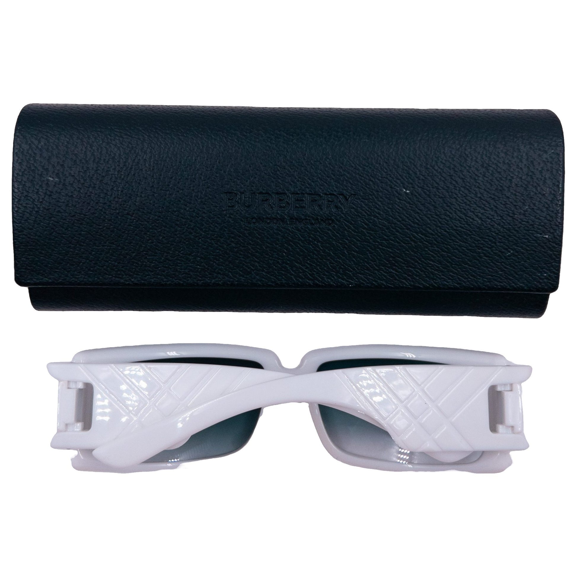Burberry white sunglasses embossed Nova Check design on the sides with gradient tinted lenses