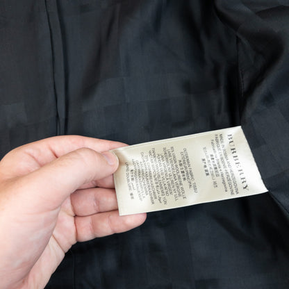 Burberry London black wool trench coat double breasted design with embossed fastenings and epaulets
