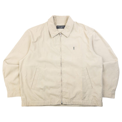 YVES SAINT LAURENT beige and grey Harrington jacket embroidered logo on chest, zip front closure.