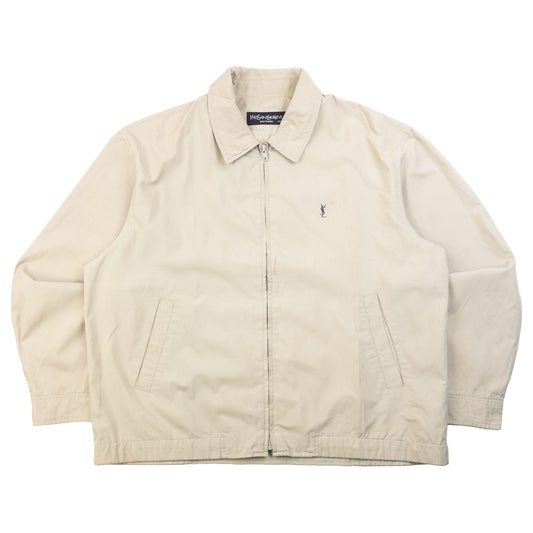 YVES SAINT LAURENT beige and grey Harrington jacket embroidered logo on chest, zip front closure.
