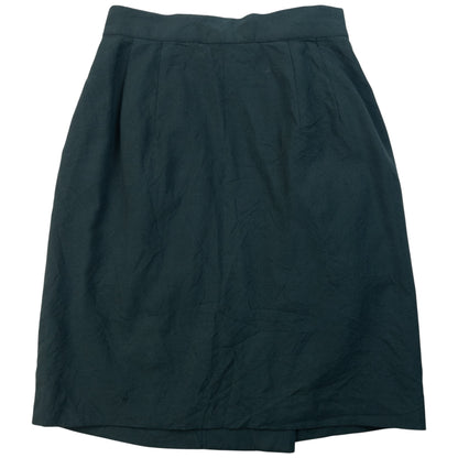 ISSEY MIYAKE vintage wrap skirt dark green wool fabric with button fastener at waistband