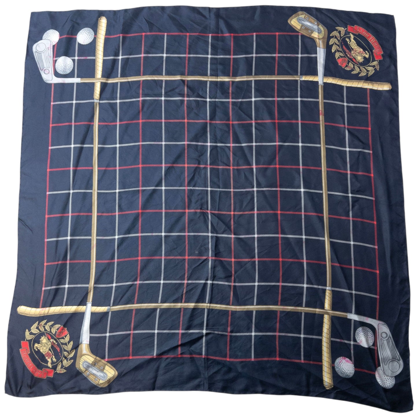 Vintage 90s Burberry Golf Club Silk Scarf