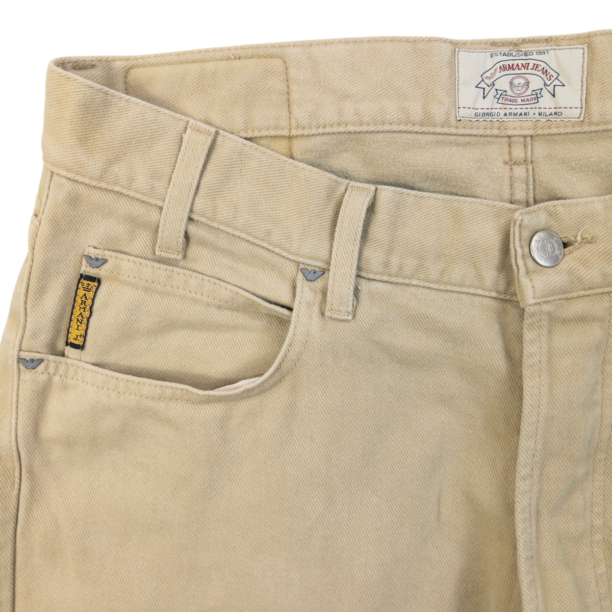 Vintage 90s Armani Jeans Trousers in beige (cotton), photo 5