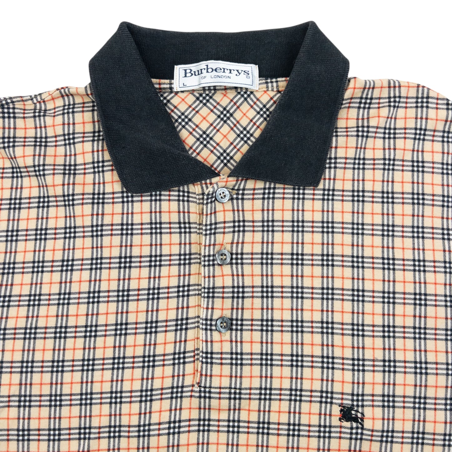 Vintage 90s Burberry Nova Check Polo Shirt Size L