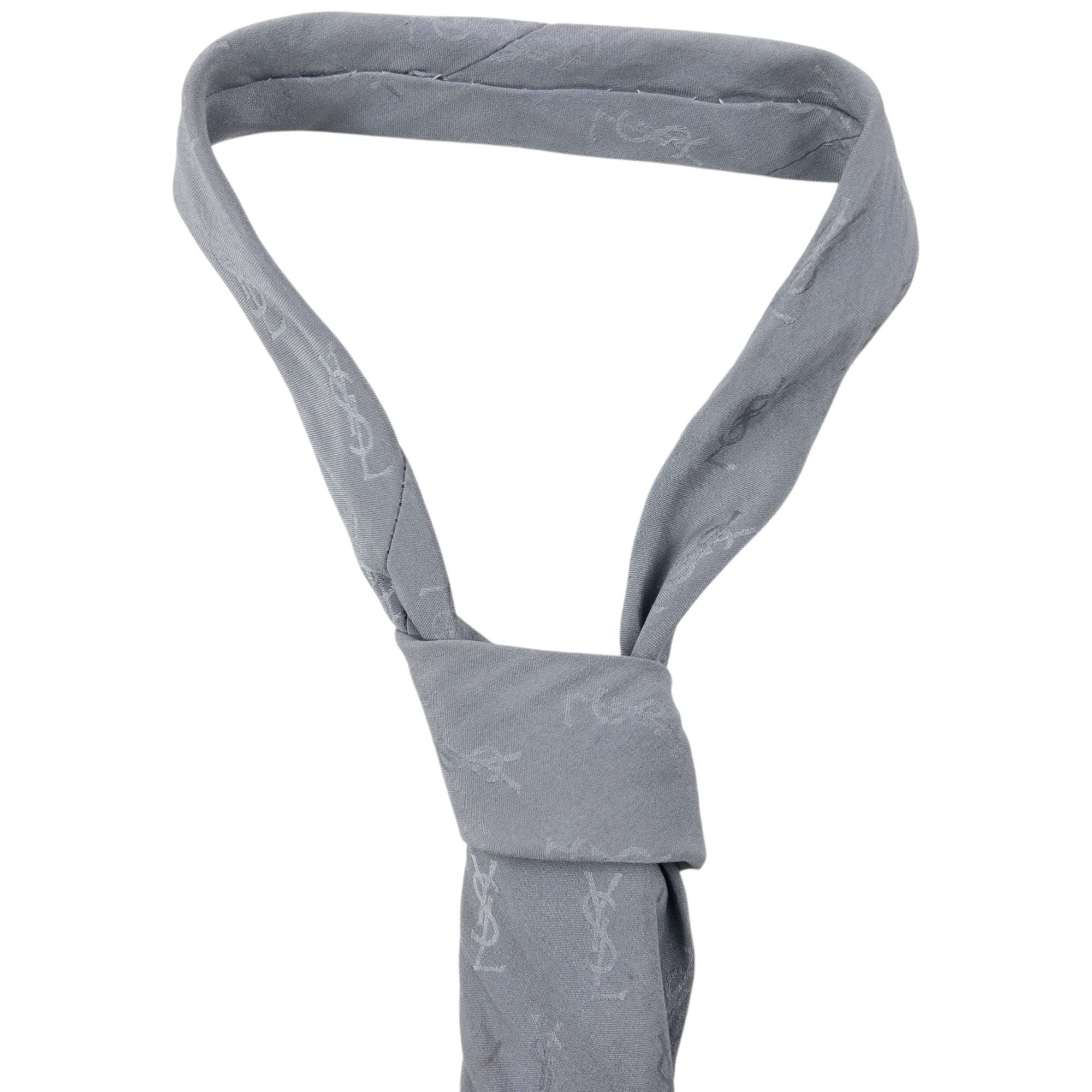 Vintage 80s YSL Yves Saint Laurent Monogram Silk Tie