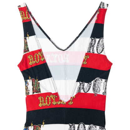 Vintage 90s Versace Jeans Couture Rock Royalty Striped Dress Womens Size S