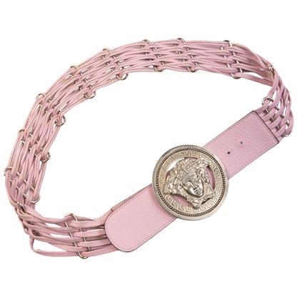 Vintage 90s Versace Leather Belt in pink, photo 2